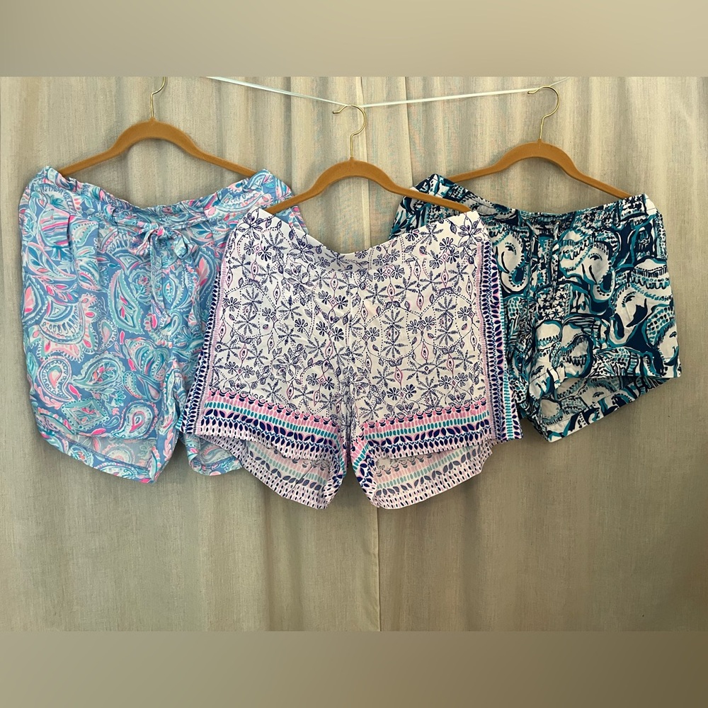 Lilly Pulitzer Colorful Patterned Shorts Trio Sz XL